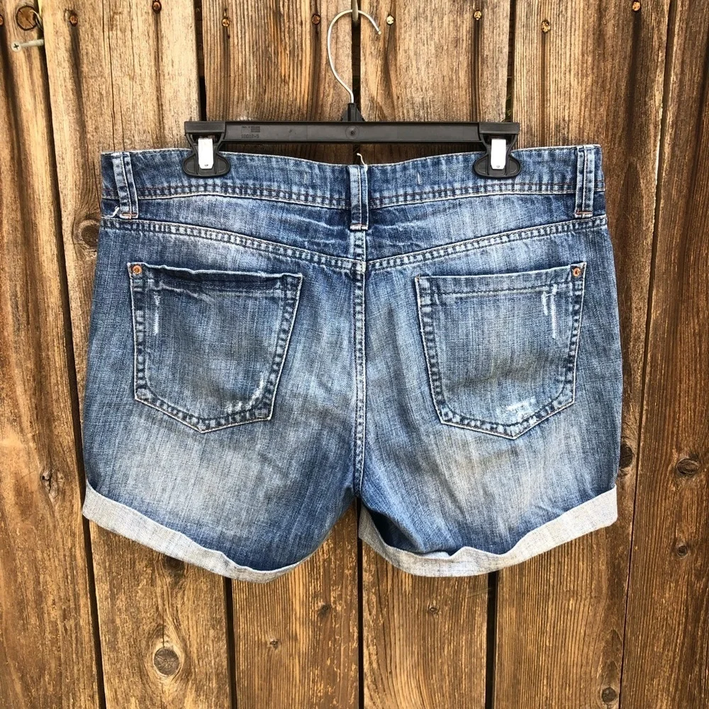 Topshop distressed denim shorts